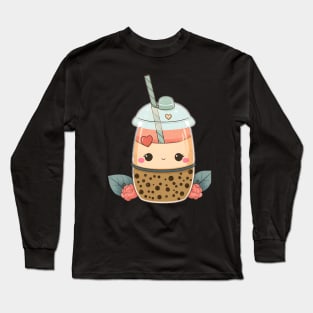 Valentine's day Bubble tea Couples boyfriend and girlfriend husband and wife lovers gift idea Long Sleeve T-Shirt